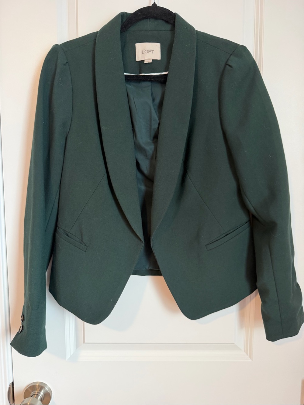 LOFT Womens Forest Green Tailored Open Blazer size 6
